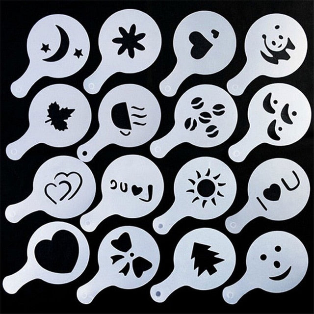 16Pcs/Set Fancy Coffee Printing Stencils